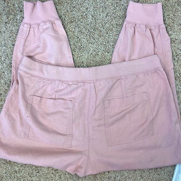 GAP linen blend utility joggers w/ stretch drawstring waist & pockets blush pink - Picture 8 of 12
